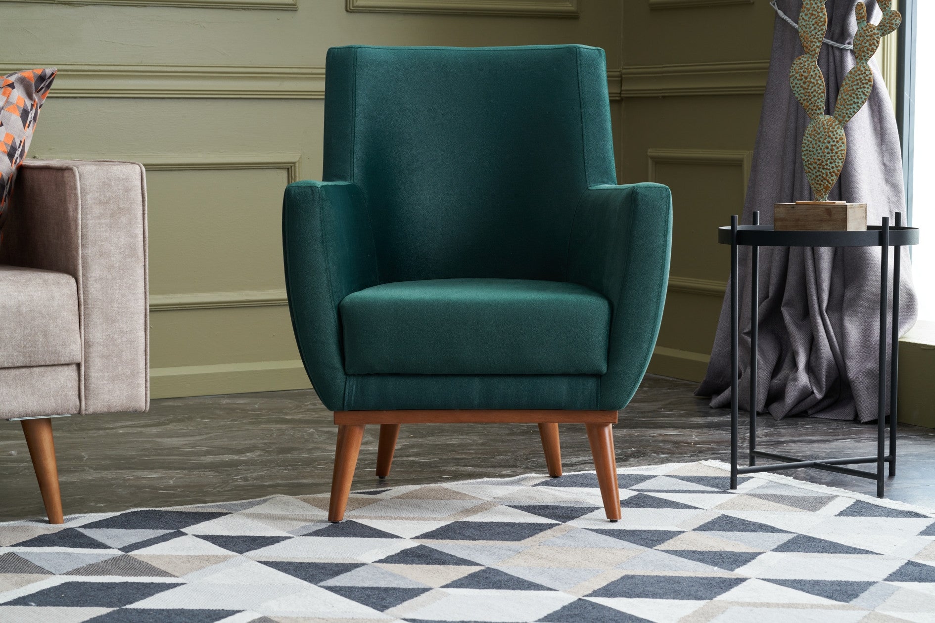 Fauteuil classique Gilwin Velours Vert