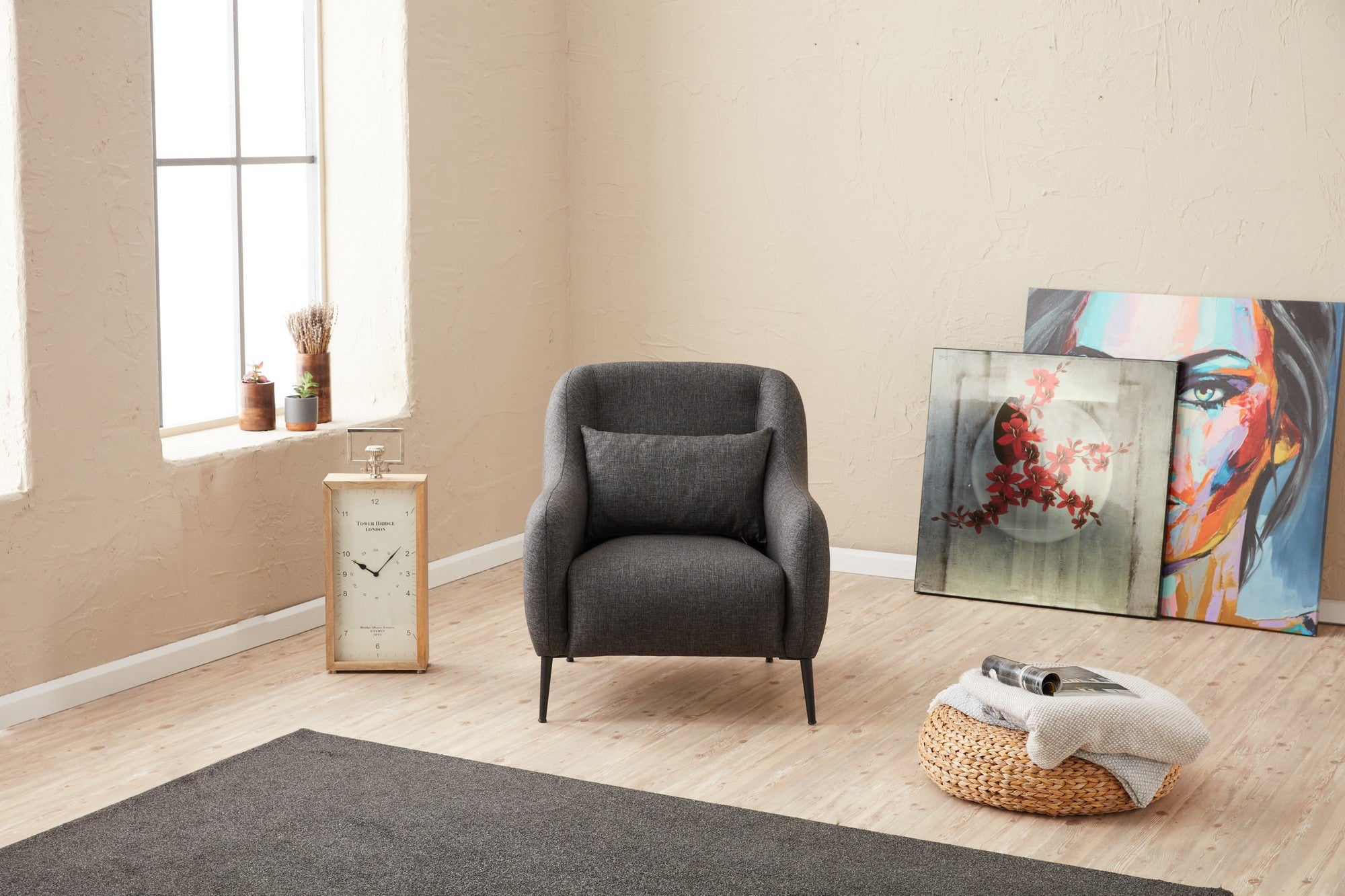 Fauteuil Juanita Tissu Anthracite