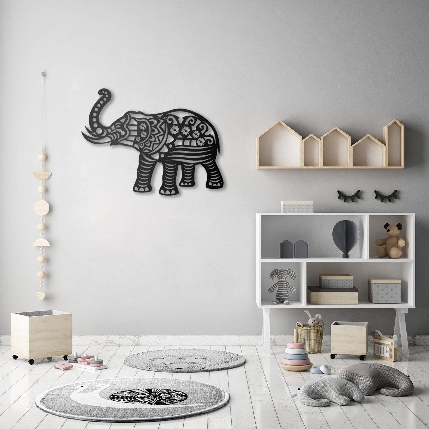 Décoration murale éléphant Luma L65xH50cm Métal Noir