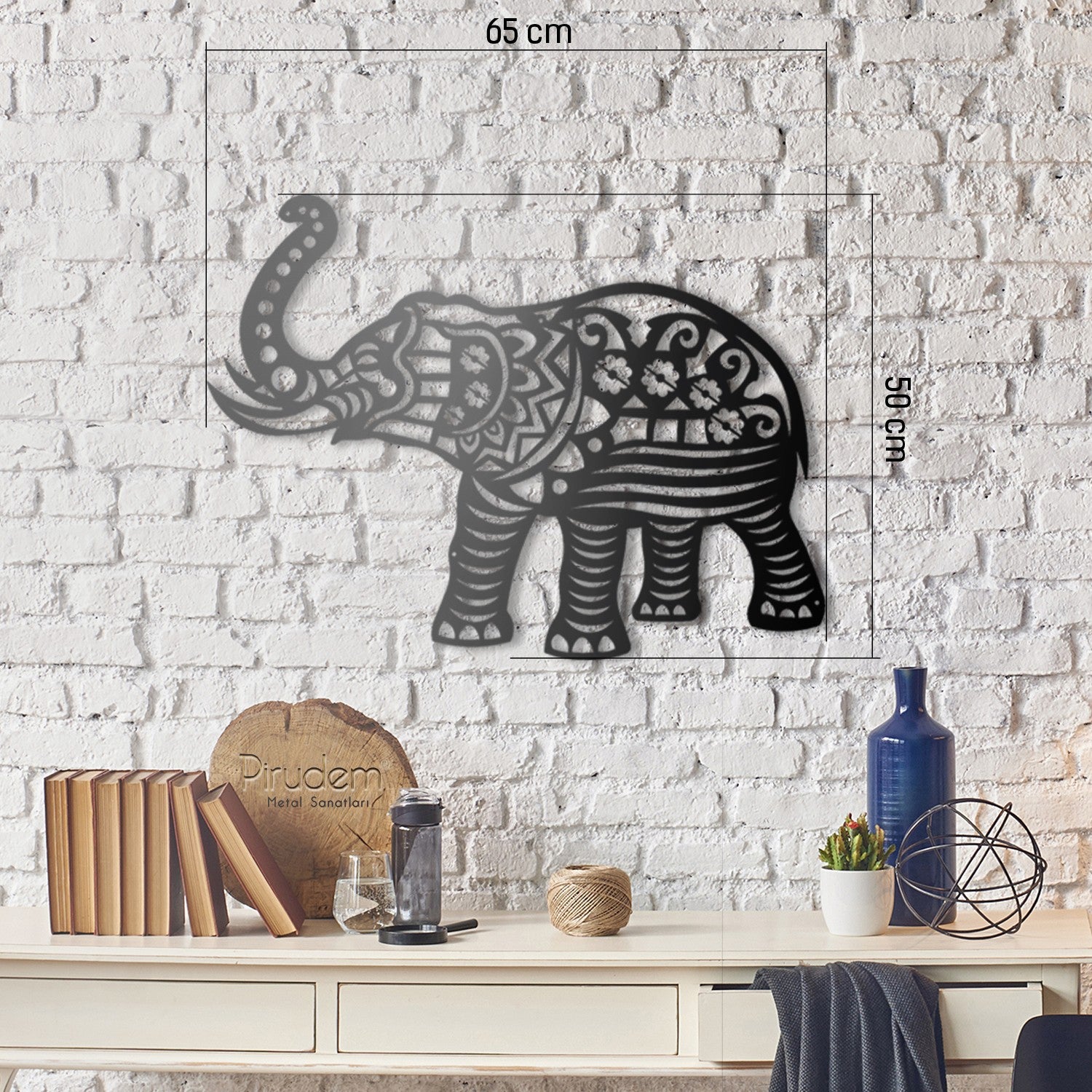 Décoration murale éléphant Luma L65xH50cm Métal Noir