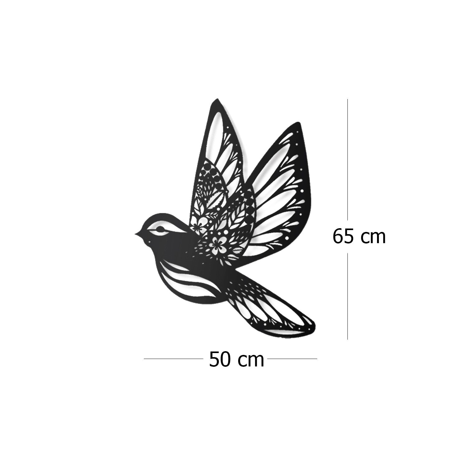 Décoration murale forme de oiseau Amola L50xH65cm Métal Noir