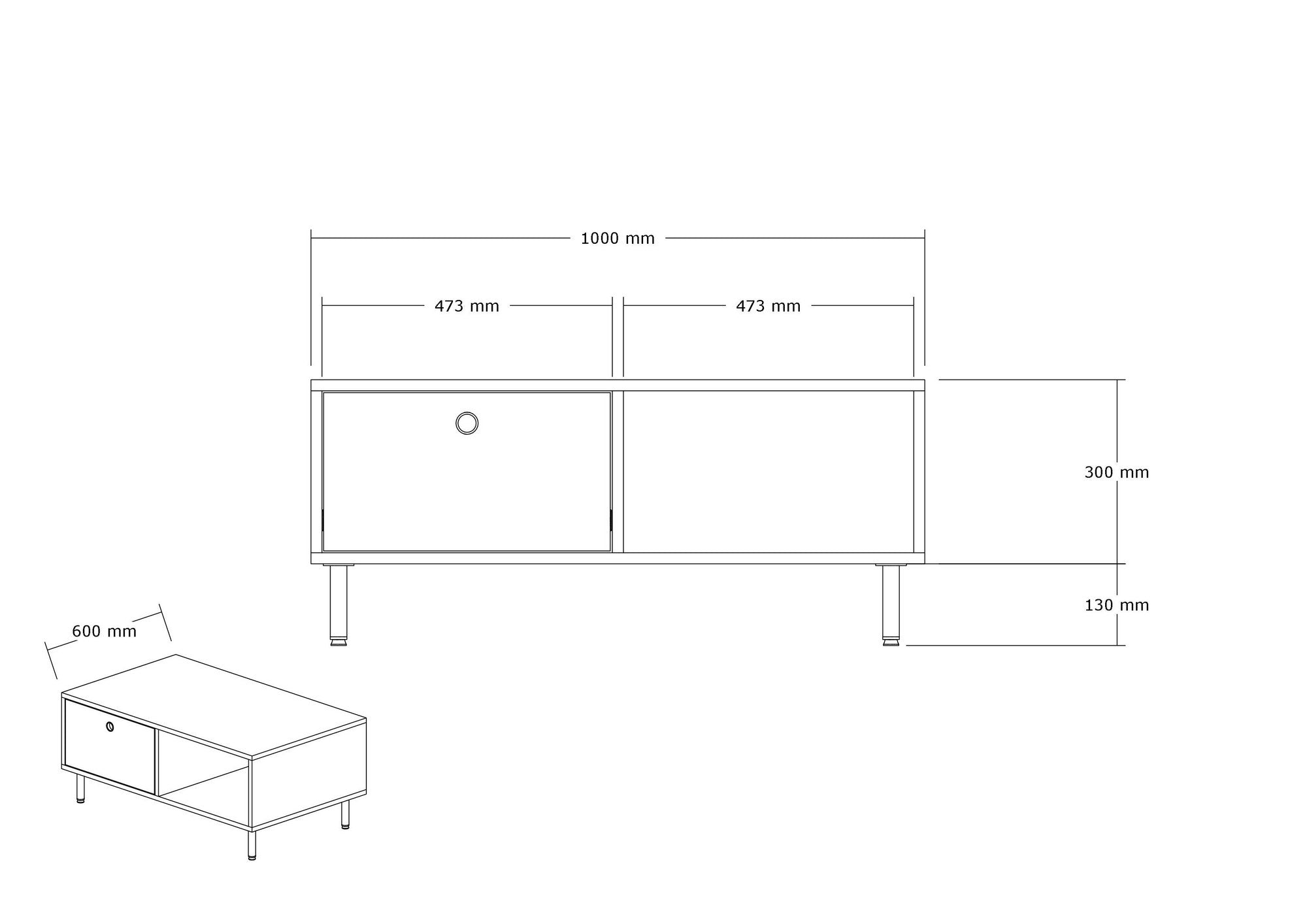 Table basse avec rangement style industriel Sapfis L100cm Bois foncé