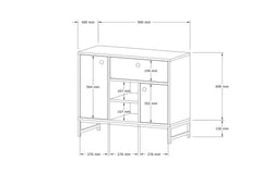 Buffet moderne 2 portes et 1 tiroir Elssa L90cm Effet marbre Blanc et Noir