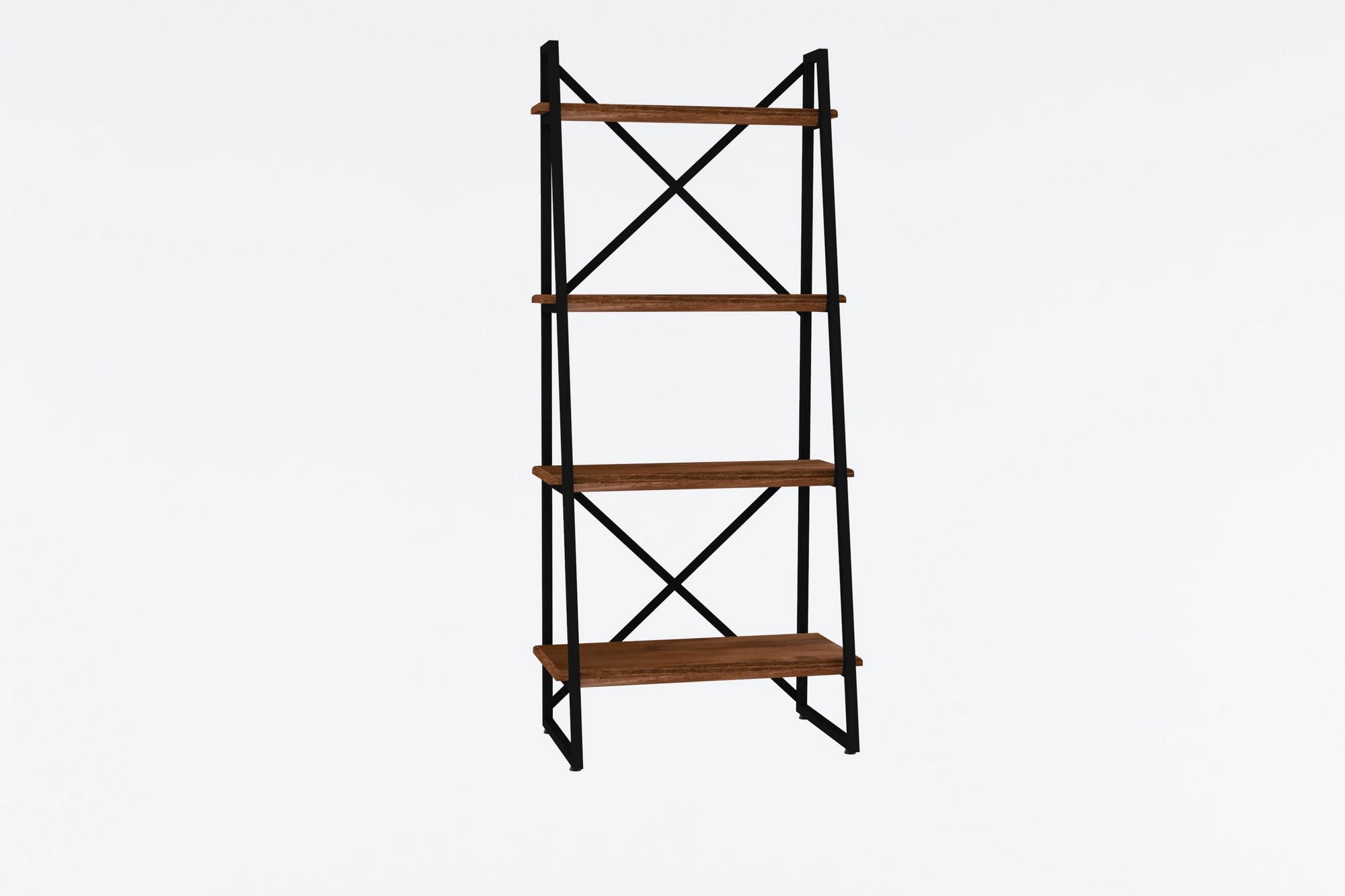 Étagère bibliothèque style industriel Kavi L63cm Métal Noir et Pin massif foncé