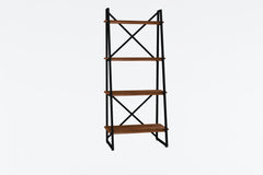 Étagère bibliothèque style industriel Kavi L63cm Métal Noir et Pin massif foncé