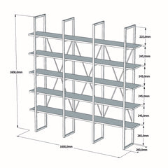 Étagère bibliothèque style industriel Axonda L160cm Métal Noir et Bois foncé