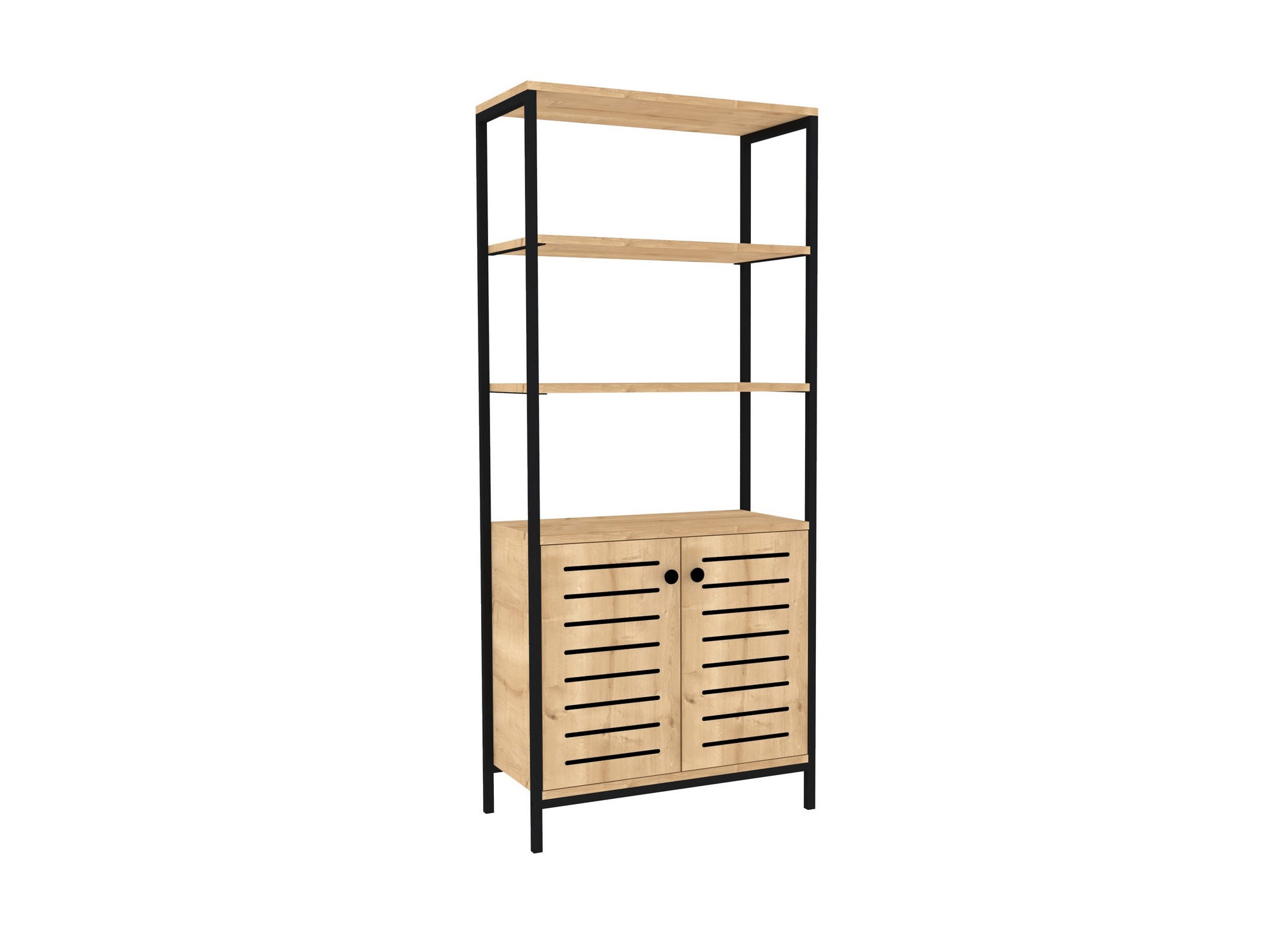 Bibliothèque classique Mowy L70cm Bois clair et Blanc