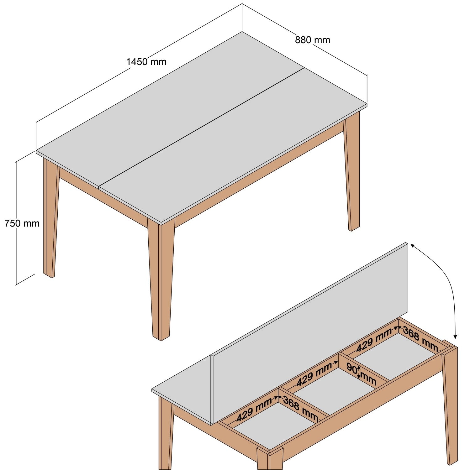 Ensemble buffet et table à manger Kaltes Bois et Anthracite