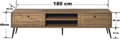 Meuble TV avec 2 portes basculantes Aloy L180cm Bois foncé