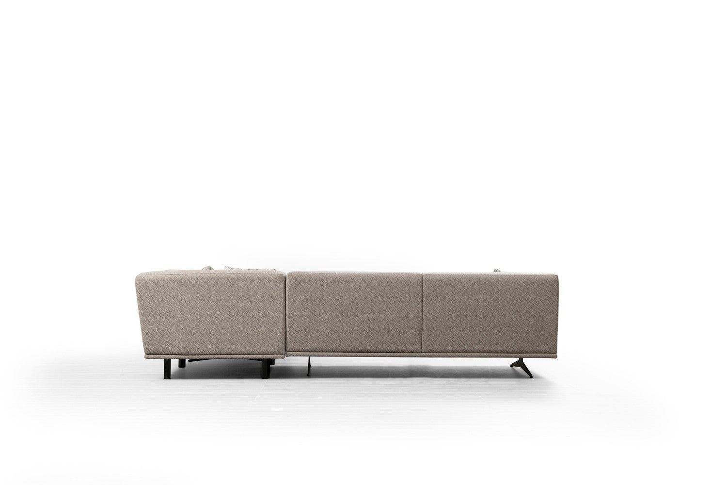 Canapé d'angle à droite avec pouf et 3 coussins Ravina Beige