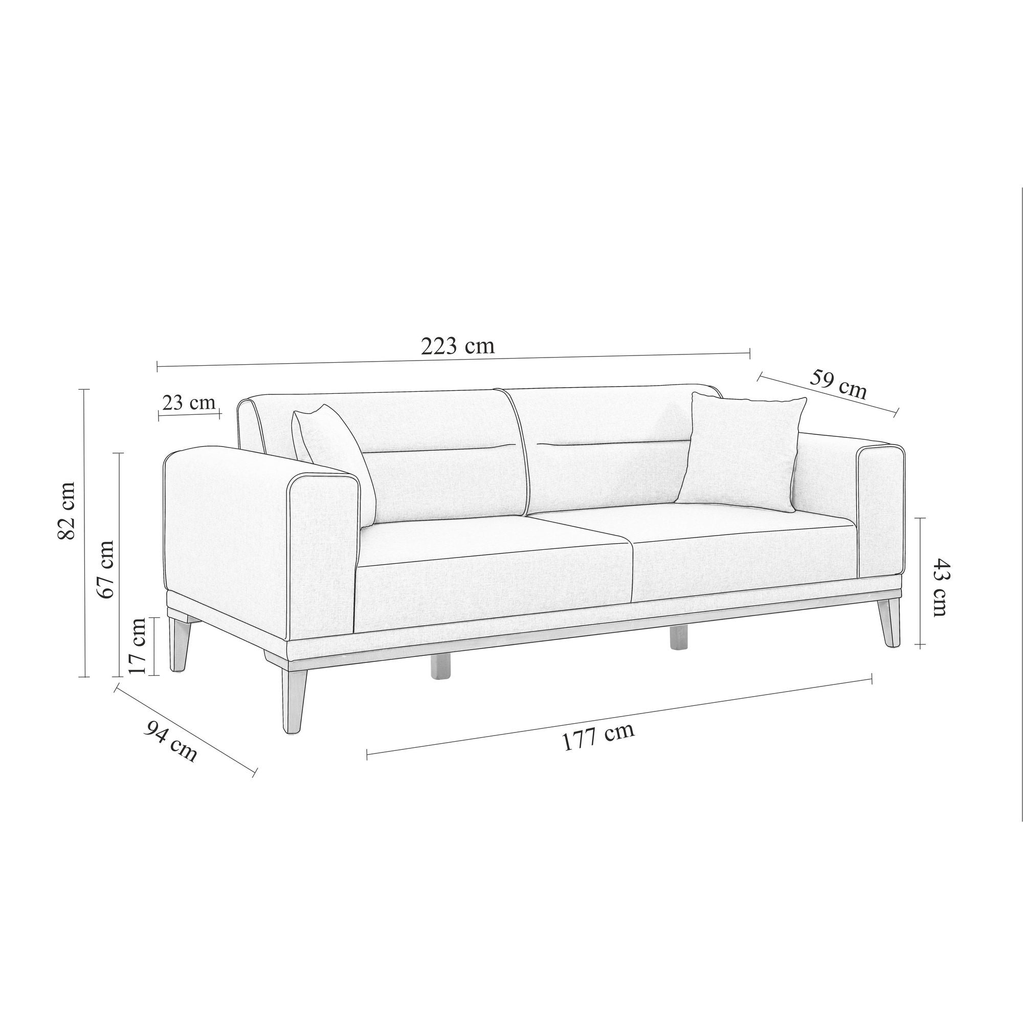 Ensemble Fauteuil et Canapé 3 places convertible Agios Tissu Anthracite