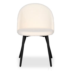 Lot de 2 chaises Maury Métal noir et Tissu bouclette Crème
