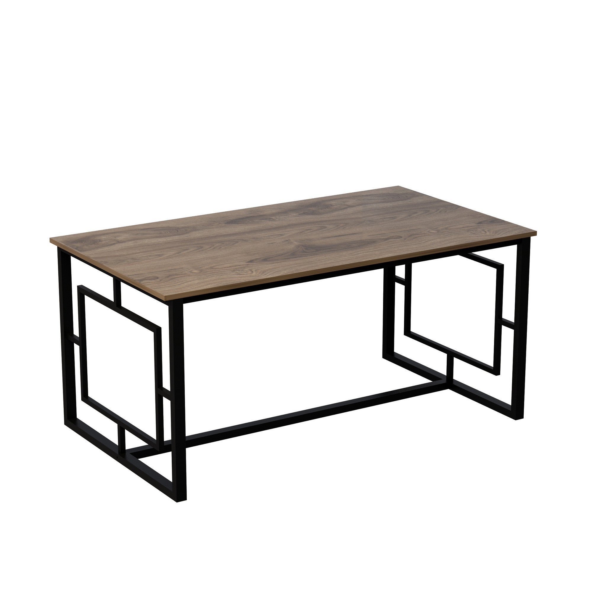 Table de salle à manger Alyan L160cm Bois foncé et Noir