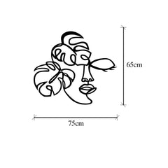 Décoration murale visage en feuilles Vornon L75xH65cm Métal Noir