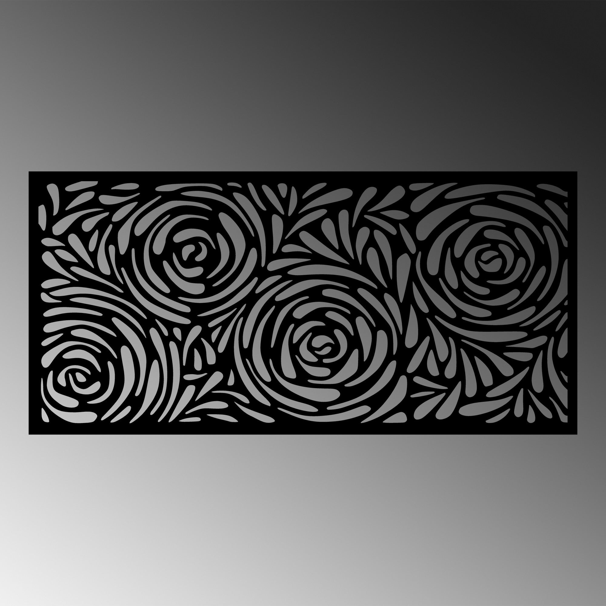 Décoration murale Florino L100x48Hcm Motif abstrait, roses Métal Noir