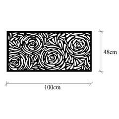 Décoration murale Florino L100x48Hcm Motif abstrait, roses Métal Noir