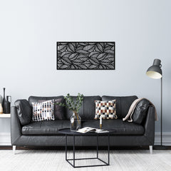 Décoration murale Hojina L100x48Hcm Motif Feuilles Métal Noir