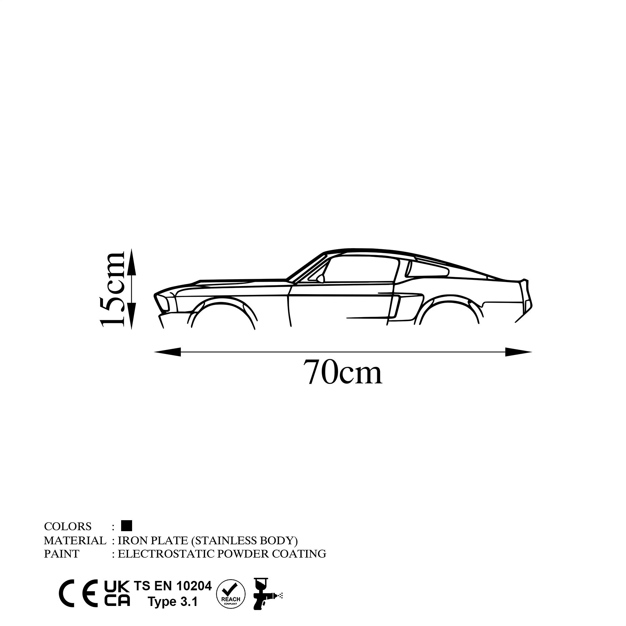 Décoration murale forme de voiture Borina L70xH15cm Métal Noir