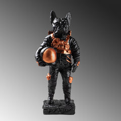 Objet décoratif Chien astronaute Astro 18x40cm Tissu Noir et Or