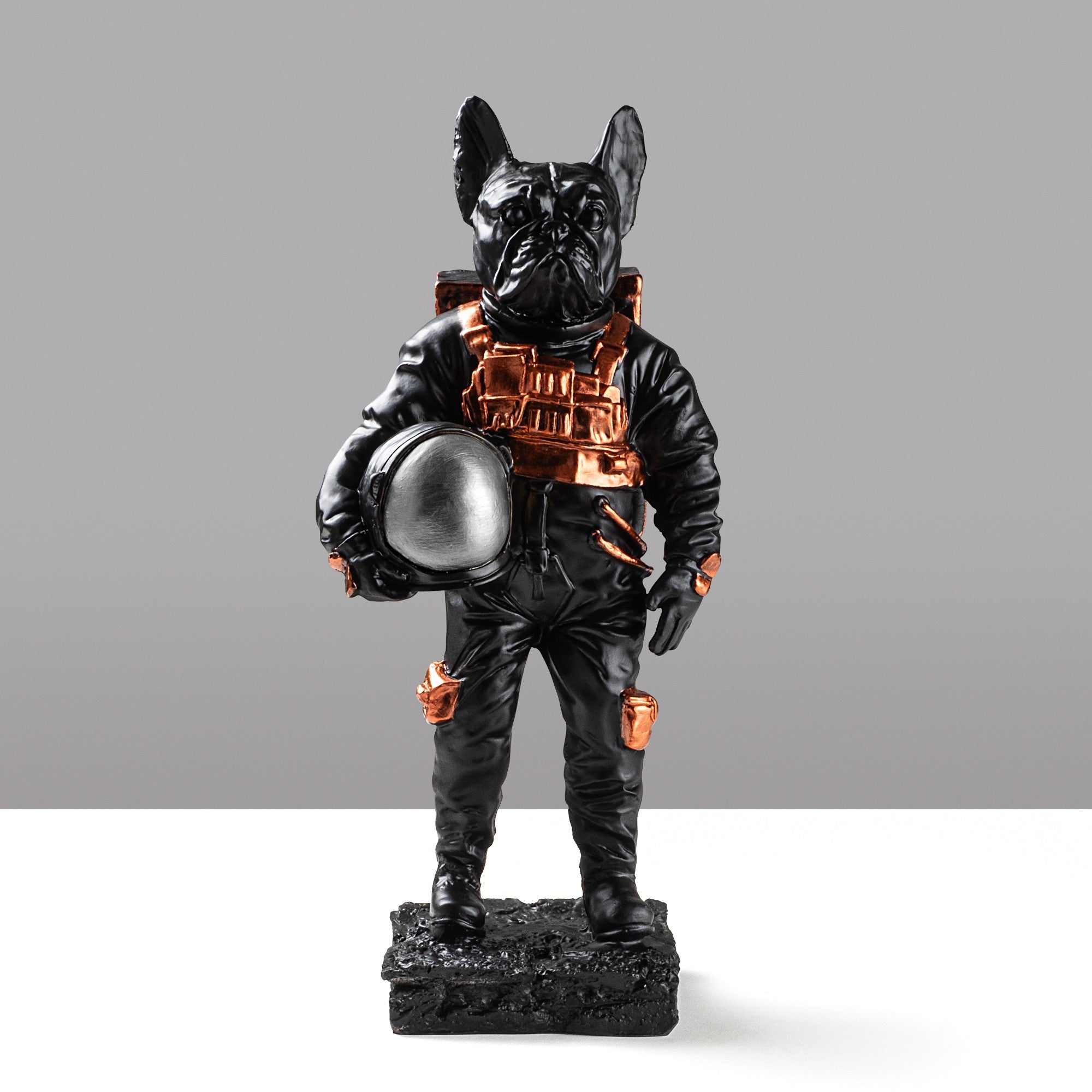 Objet décoratif Chien astronaute Astro 18x40cm Tissu Noir et Argent