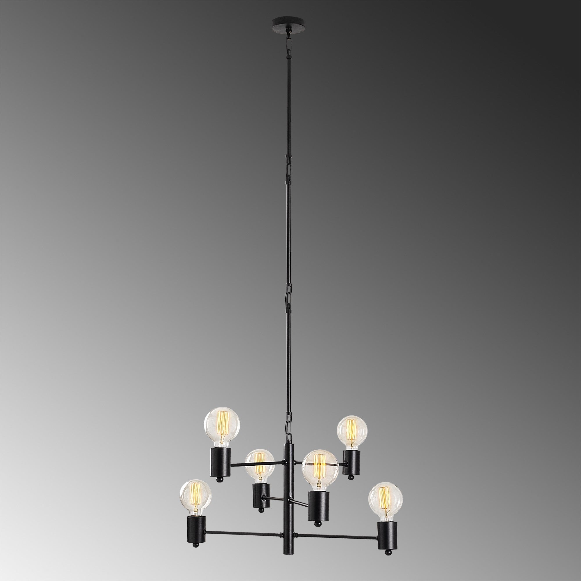 Suspension moderne 6 lampes Sobka D61cm Métal Noir