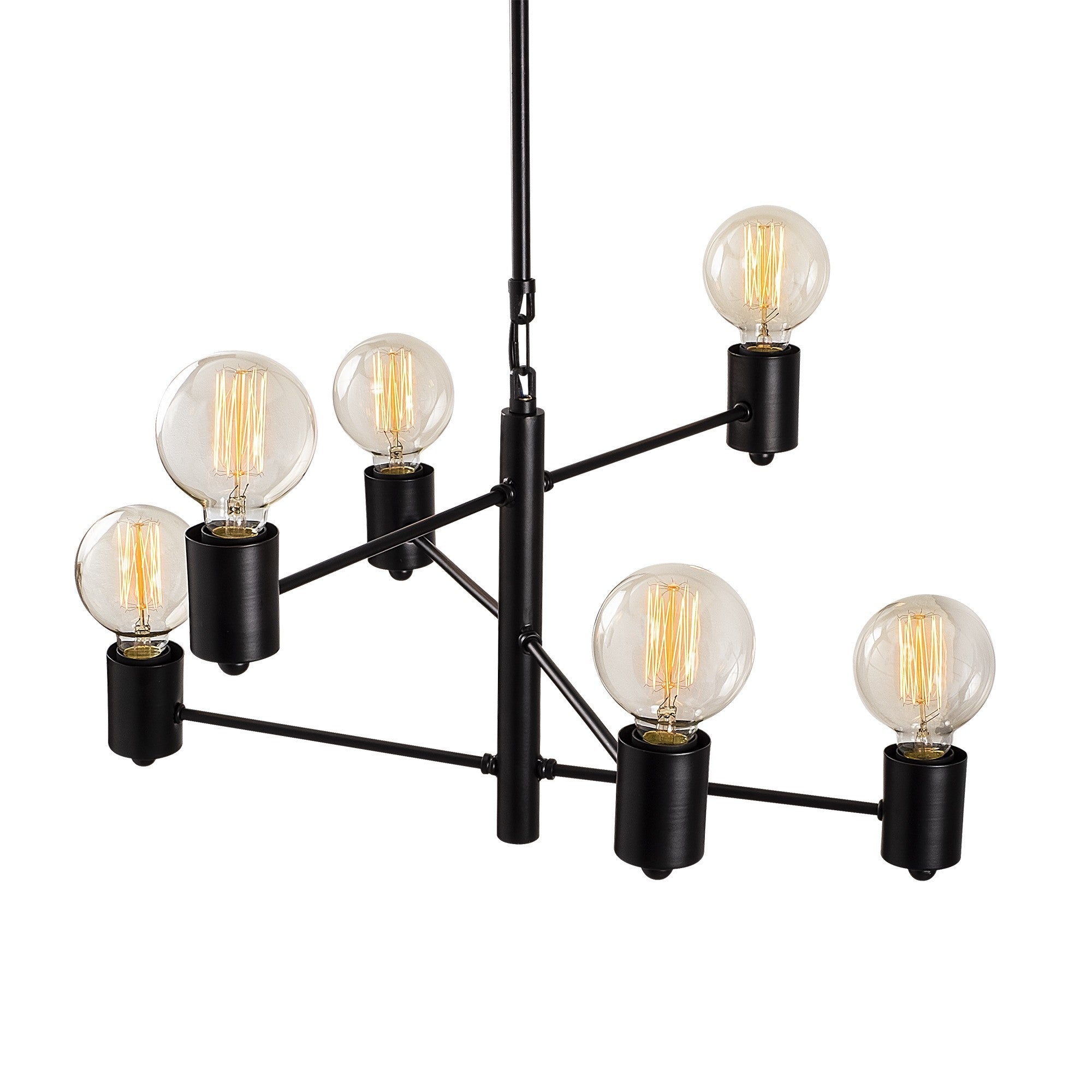 Suspension moderne 6 lampes Sobka D61cm Métal Noir