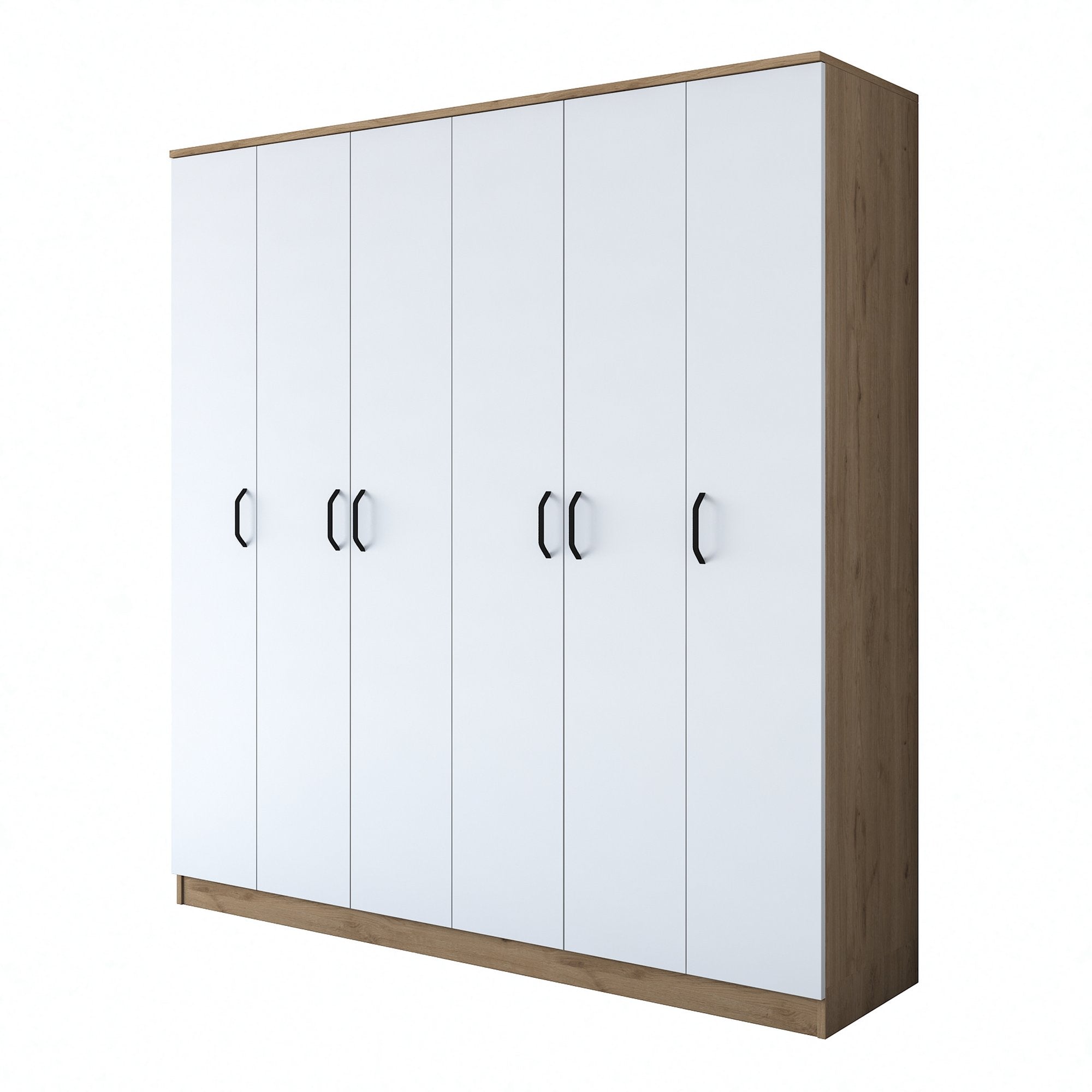 Armoire 6 portes Colibris L180xH190cm Bois clair et Blanc