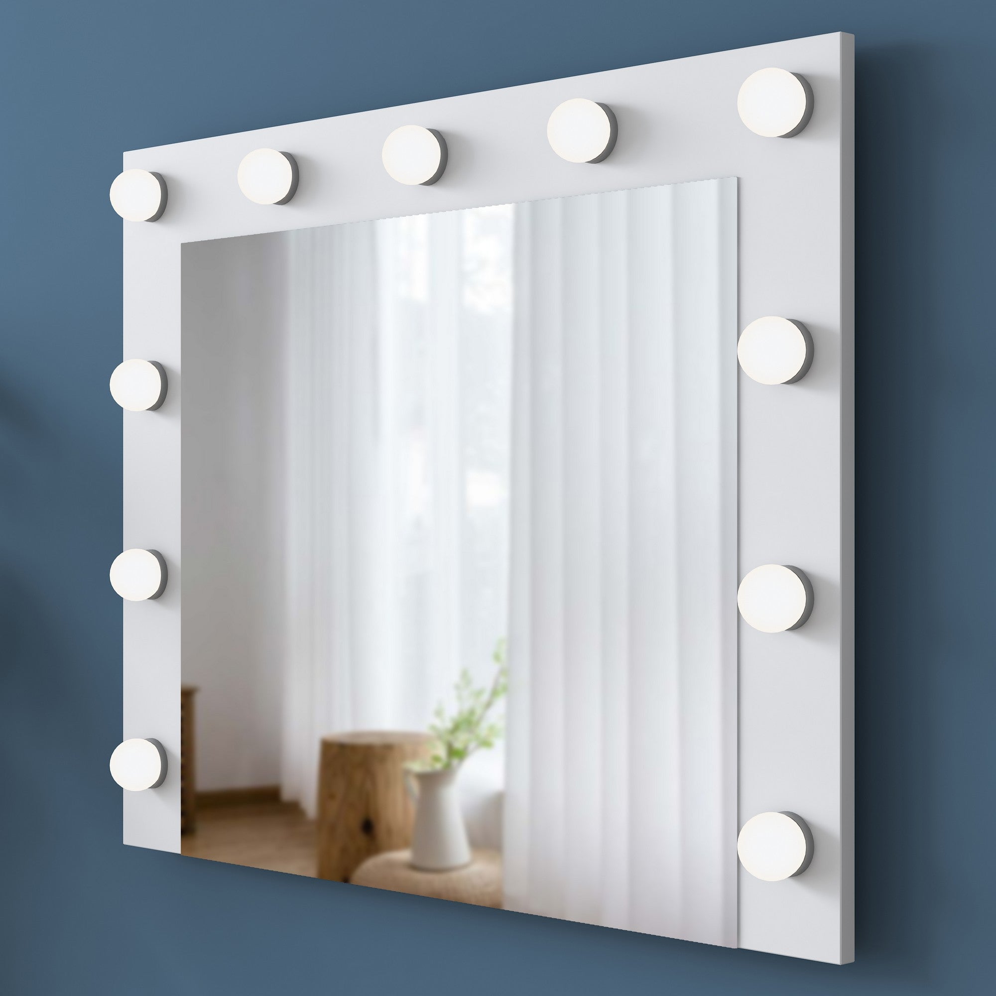 Coiffeuse moderne avec miroir LED Fino L90cm Blanc