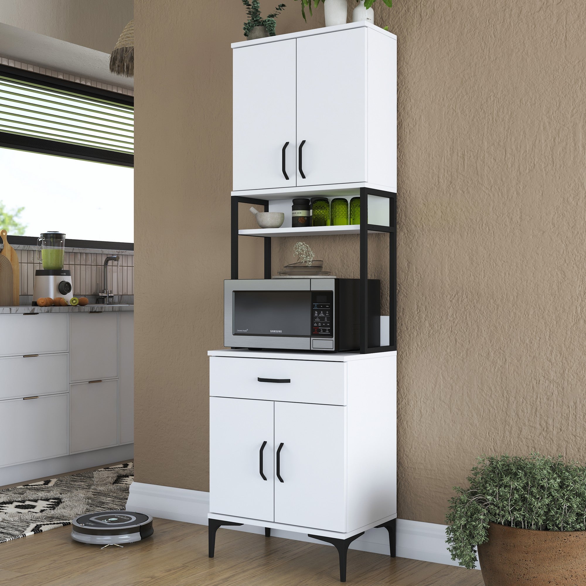 Buffet de cuisine 4 portes et tiroir Ariane L60cm Blanc