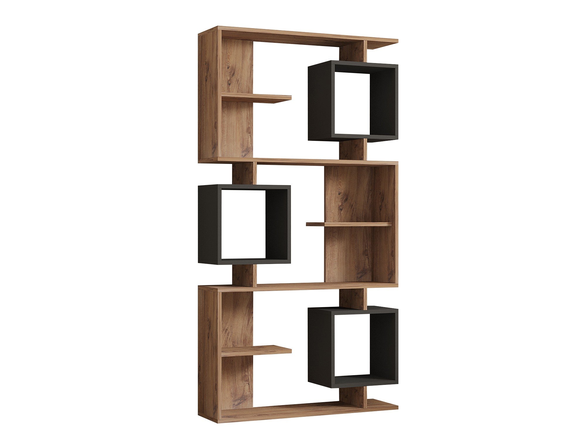 Étagère bibliothèque Ariadne L90cm Bois foncé et Anthracite