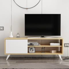 Meuble TV Karli L120cm Chêne clair et Blanc