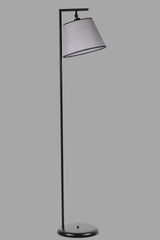 Lampadaire moderne Simar H154cm Abat jour conique Gris avec support Métal Noir