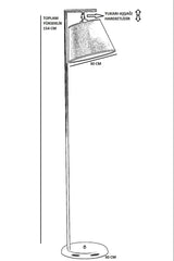 Lampadaire moderne Simar H154cm Abat jour conique Gris avec support Métal Noir