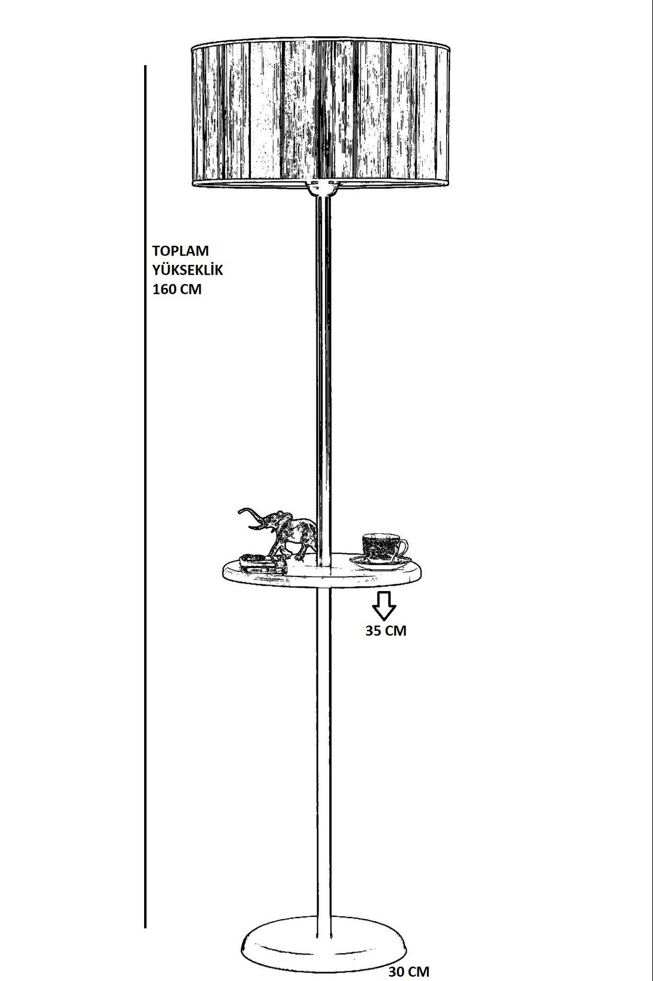 Lampadaire Genzo H160cm Abat jour avec cannage Beige et support Métal Or et Bois massif foncé