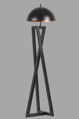 Lampadaire design champignon Ciol L150cm Abat jour Métal Noir avec support Bois Noir