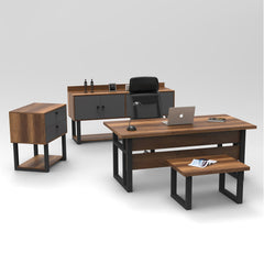 Ensemble de bureau 4 pièces Novag Bois foncé et Anthracite