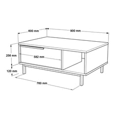 Table basse avec rangement Evelis L90cm Bois clair