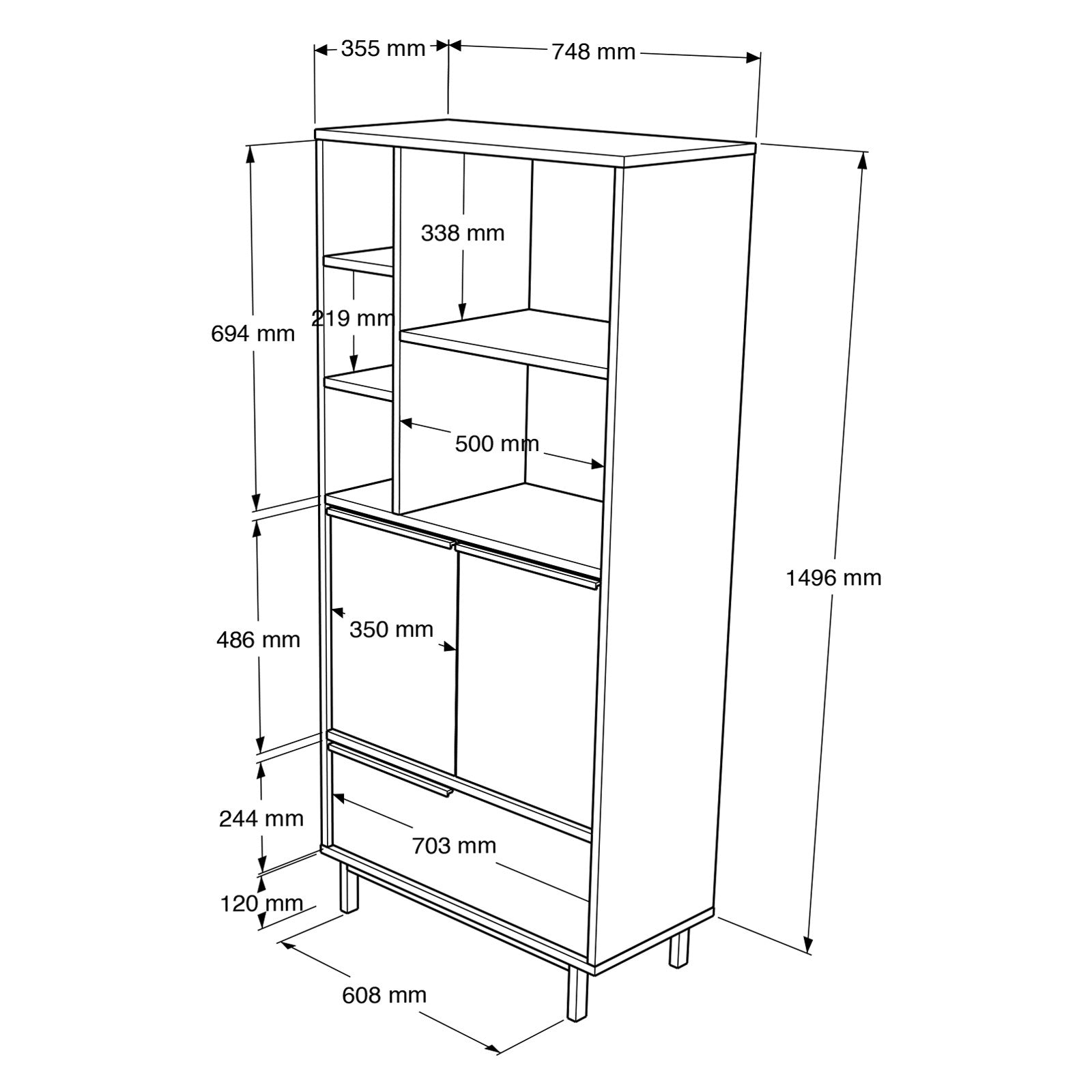 Bibliothèque Evelis L75cm Bois clair