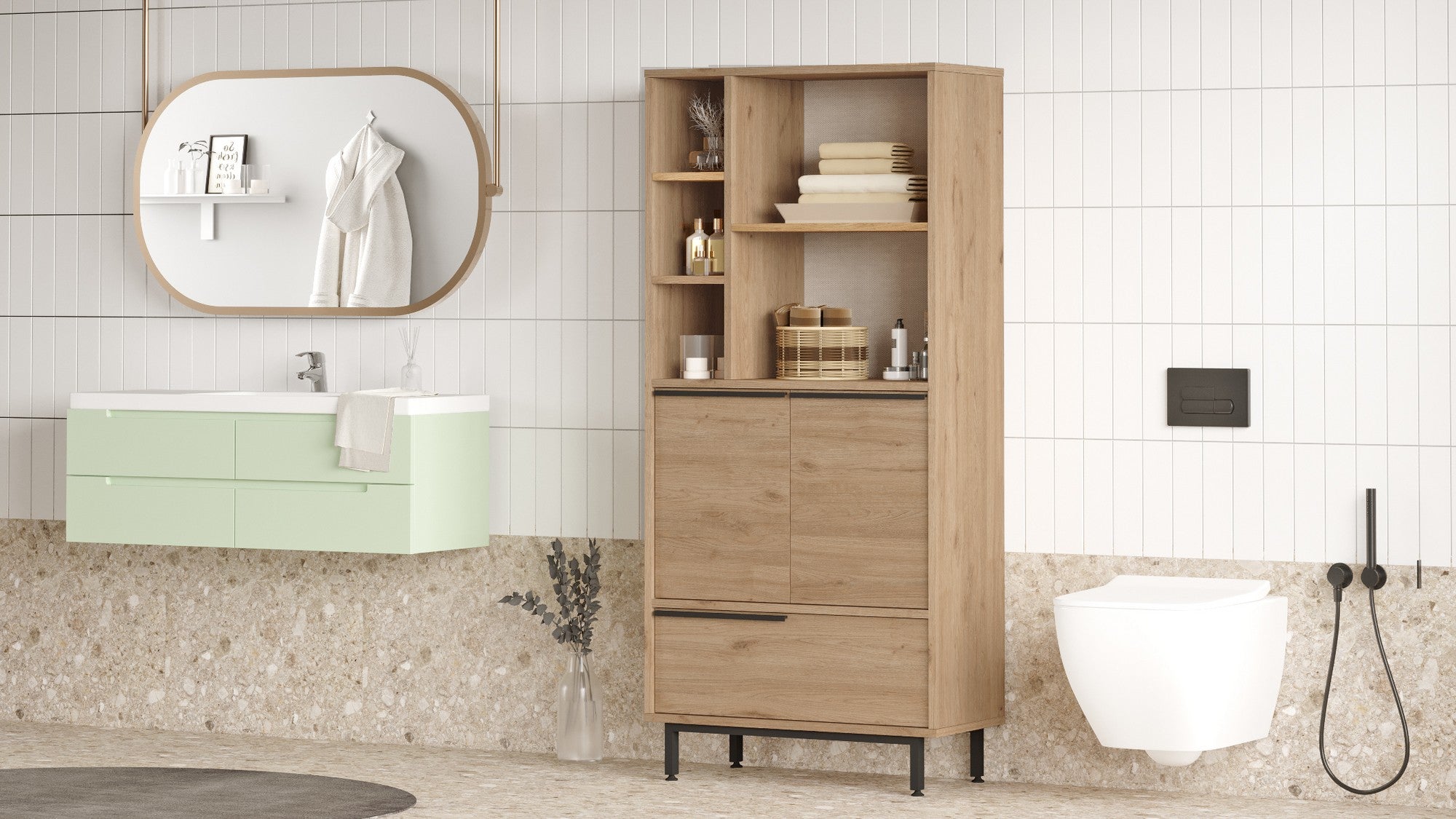 Meuble de salle de bain Evelis L75cm Bois clair