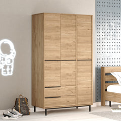 Armoire 3 portes et 2 tiroirs Evelis L112cm Bois foncé