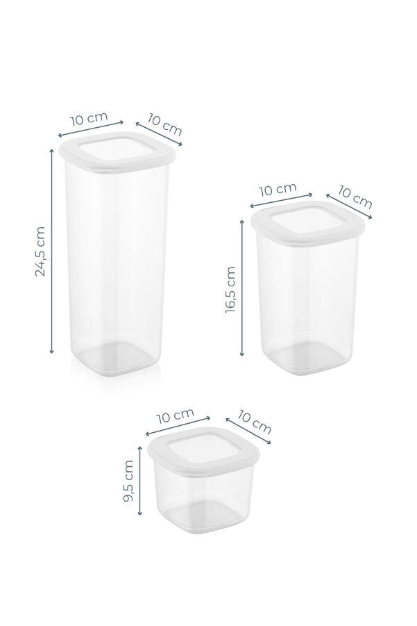 Lot de 9 boîtes de conservation 3 dimensions Vezan Blanc transparent