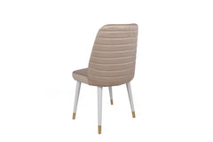 Lot de 4 chaises Vatri Velours Blanc crème et Métal Blanc et Or