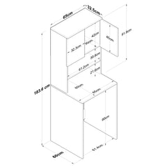 Meuble machine à laver 2 niveaux Donny L65xH183,6cm Blanc et Bois naturel