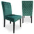 Lot de 2 chaises en velours vert avec pieds en bois