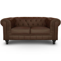 Le canapé Chesterfield capitonné 2 places original marron