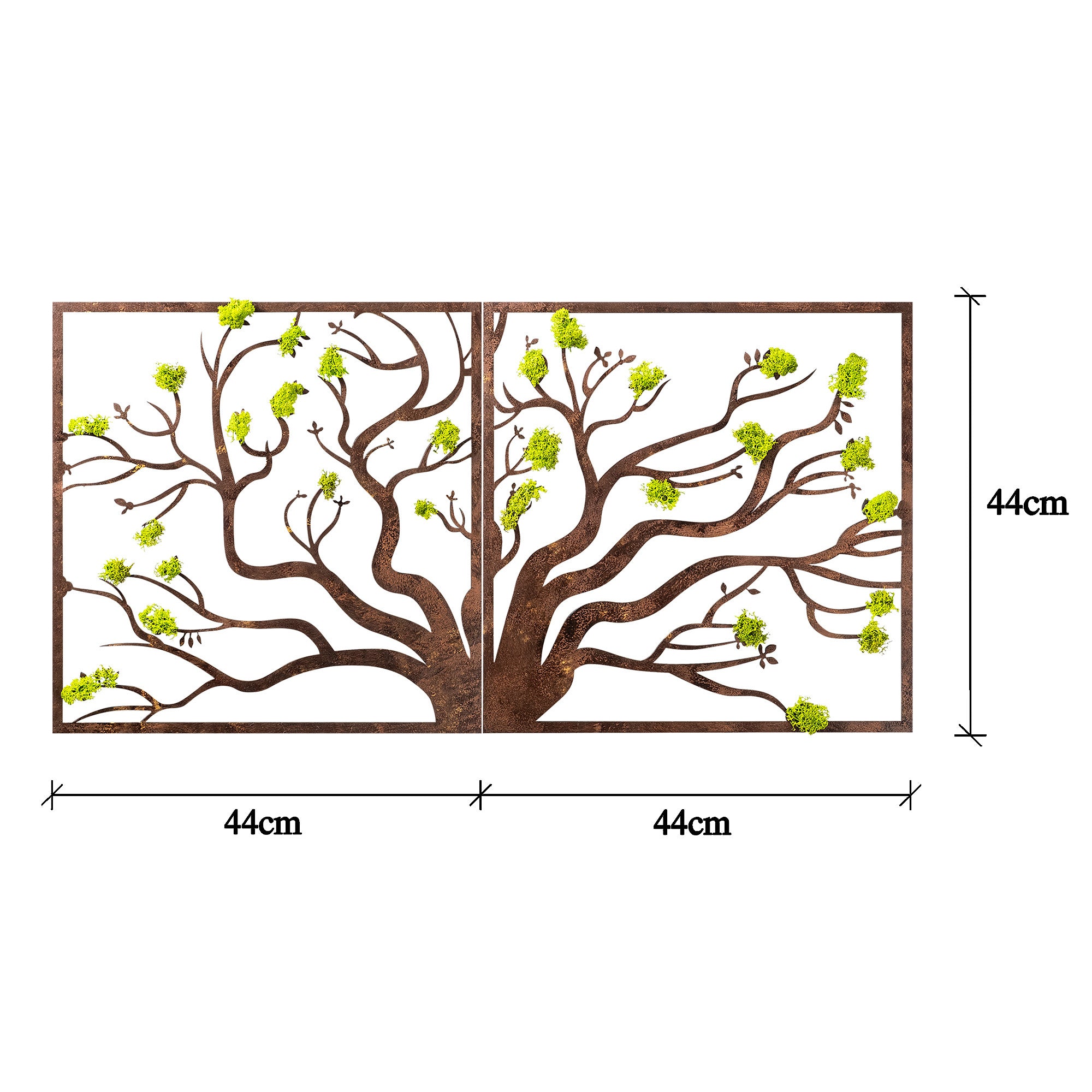 Accessoire mural décoratif Ornatio arbre encadré Bois foncé Mousse Vert