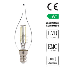 Ampoule coup de vent LED E14 Claritas 6500K 4 Watt Verre Transparent