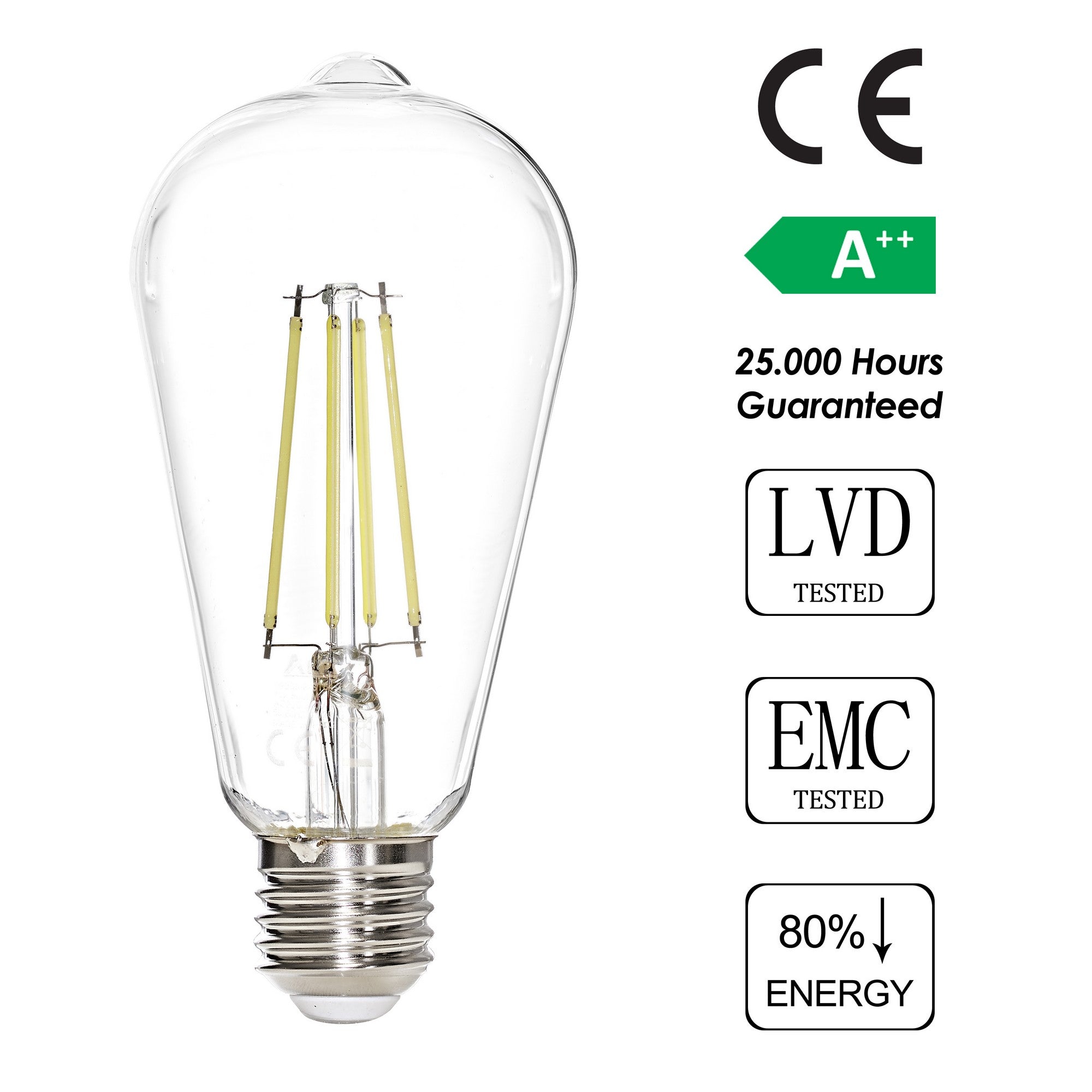 Ampoule Edison LED ST64 Claritas 6500K 7 Watt Verre Transparent