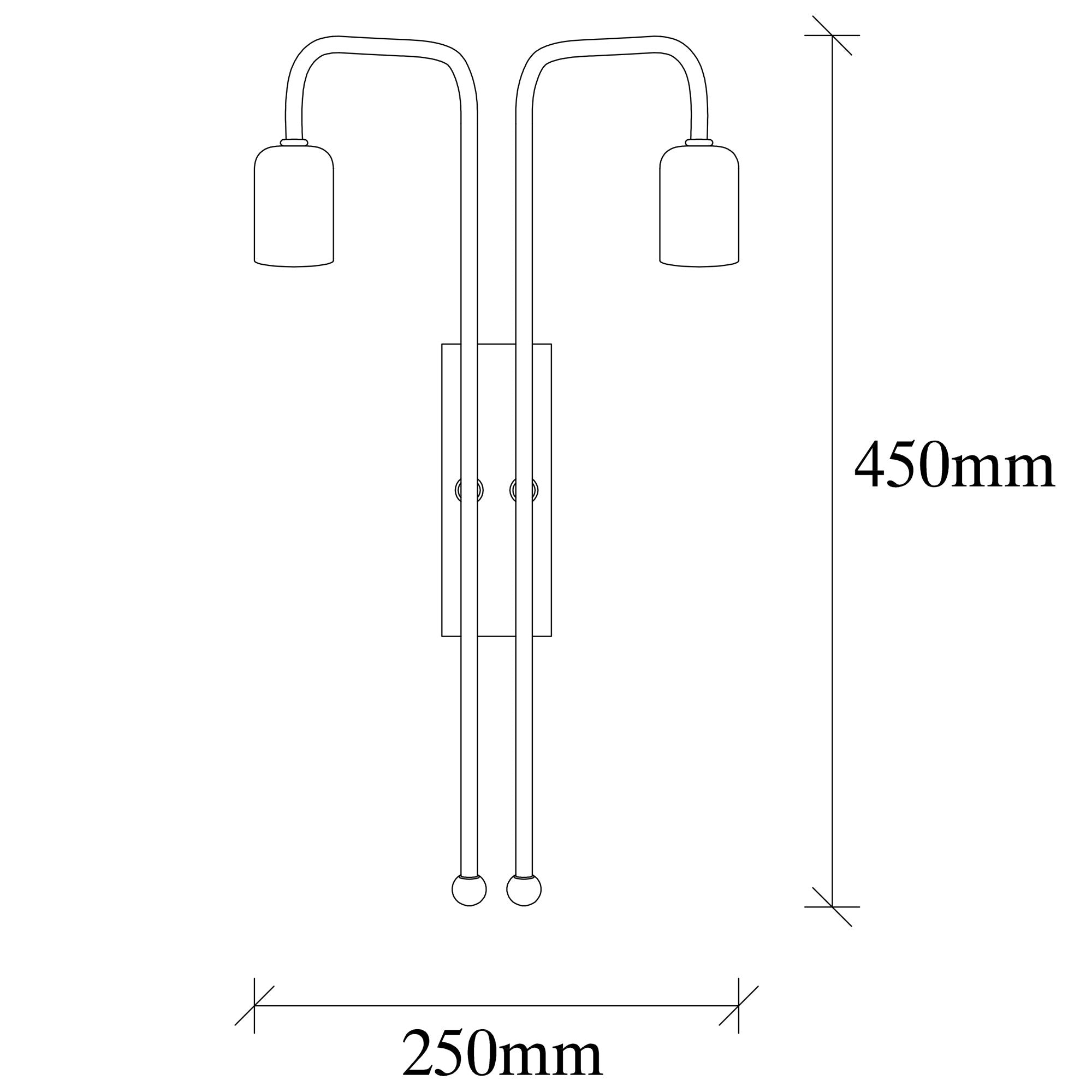 Applique 2 ampoules Babochka Métal Noir