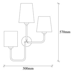 Applique murale 3 ampoules Perlshaw Tissu et Métal Noir